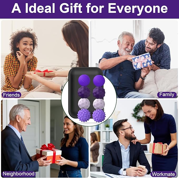 BUSOHA Silicone Magnetic Fidget Balls - 8 Pack Silicone Stress Relief Balls Stone for Adults Sensory Travel Toys for Calming,Stress,Autism and ADHD,Gifts for Kids Girls Boys,Purple
