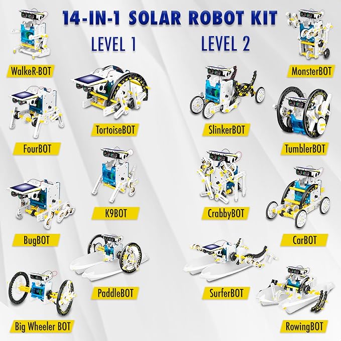 Teach Tech SolarBot.14, Transforming Solar Robot Kit, STEM Learning Toys for Kids 10+