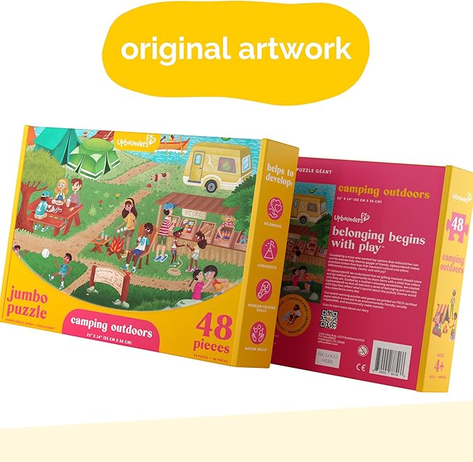 Upbounders® 48 Piece Jumbo Floor Puzzle for Kids | Jigsaw Puzzle with Large Pieces & Storage Box | Multicultural Preschool Puzzle (Camping Outdoors Theme)