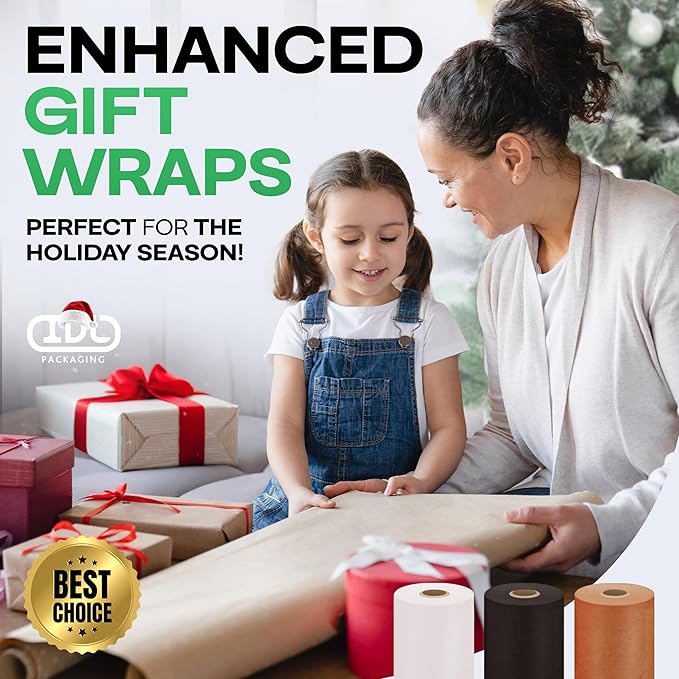 White Kraft Paper Roll 24" x 2160" (180 feet) - USA-Made Quality White Paper 50lb Thickness for Packing, Moving, Shipping & Crafts/Arts - 100% Recyclable Natural Wrap Material by IDL Packaging