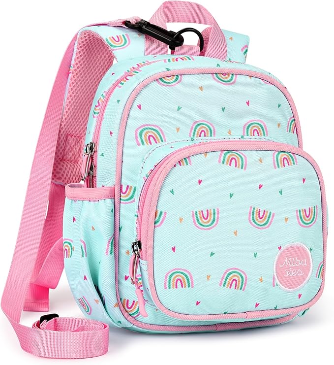 mibasies Backpack Leash for Toddlers 1-3: Baby Backpack for Girls with Anti-Lost Harness - Rainbow