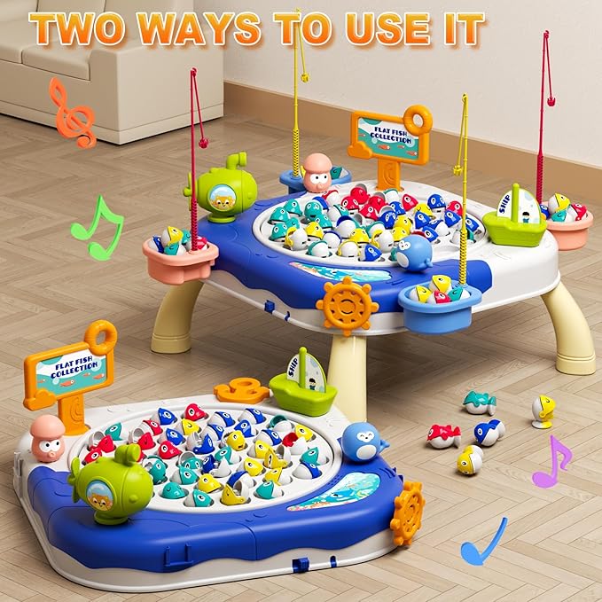 Magnetic Fishing Game for Kids Toddlers Ages 1-3 3-5 5-7, Fish Toy Board Game for Toddlers 1 2 3 4 5 6 7 8 Years Old, Fishing Table Toys Birthday Gifts