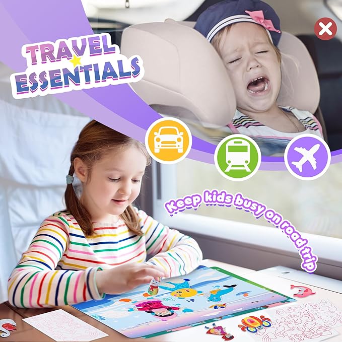 Foil Arts and Crafts for Kids Ages 4-8, No Mess Princess Fun Foil Art Craft Supplies Kits, DIY Creative Activity Travel Toys, Sticker Coloring Books, Gifts for 4 5 6 7 8 9 10 Year Old Girls Boys