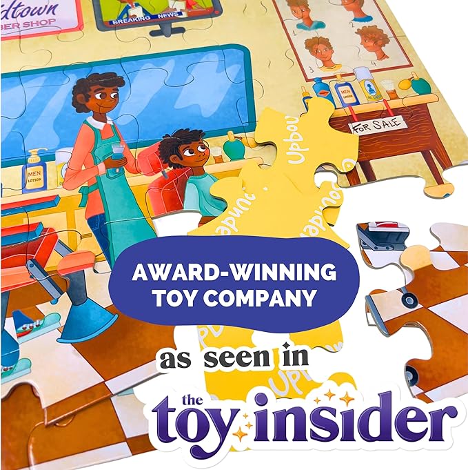 Upbounders- A Day at The Barbershop 48 Piece Floor Puzzle, Beginner Puzzle for Toddlers Kids - African American Boy - Ages 4-8 (Multicultural)