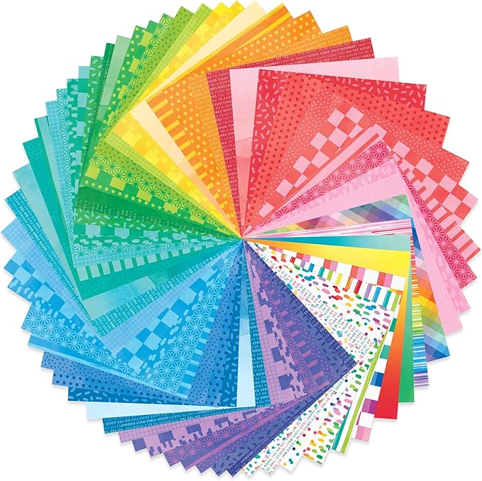 12" x 12" Bright Rainbow Paper Pad by Recollections - Premium Scrapbook & Crafting Paper for DIY Projects, Card Making, & Decorative Arts, 180 Sheets