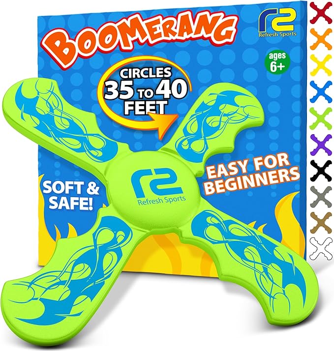 Boomerangs for Kids: Best Soft Flying Toy - Gifts for Boys & Girls All Ages - Fun Boy Stocking Stuffers - Boys Toys Age 8-10 Year Old & 10-12 & Up - Outdoor Flying Disc & Beach Toys for Kids Presents