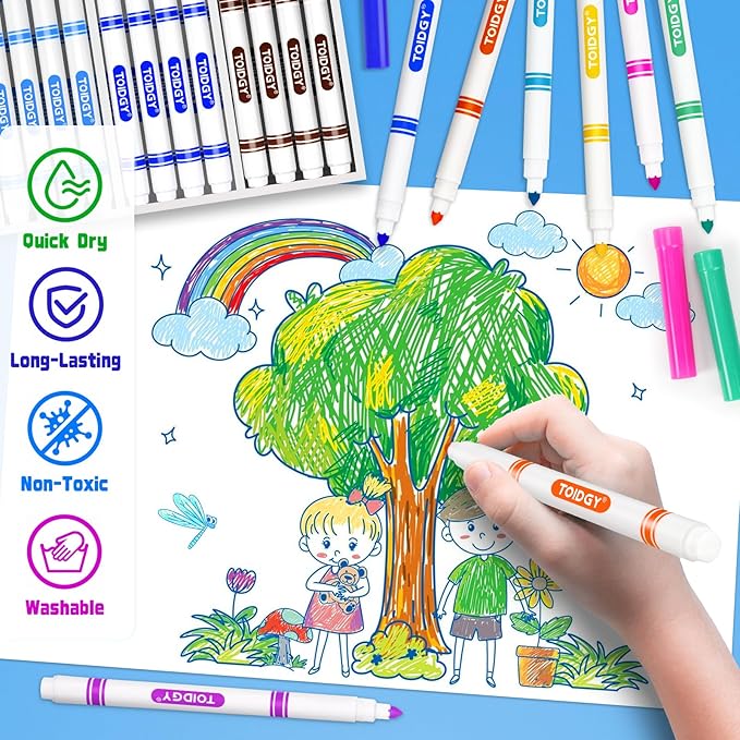 240 PCS Washable Markers for Kids, Colored Markers Bulk for School, Thin Marker Set in 12 Assorting Colors, Fine Line Marker with Conical Tip, Back to School Supplies, Classroom Must Haves
