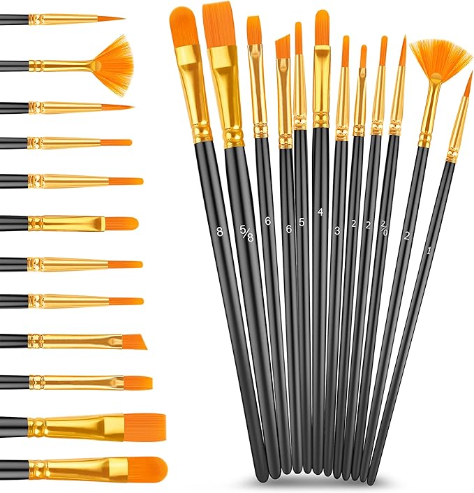 Caliart Acrylic Paint Set with 12 Brushes, 42 Colors (59ml, 2oz) Art Craft Paints Gifts for Artists Kids Beginners & Painters, Halloween Pumpkin Canvas Ceramic Rock Painting Kit Art Supplies