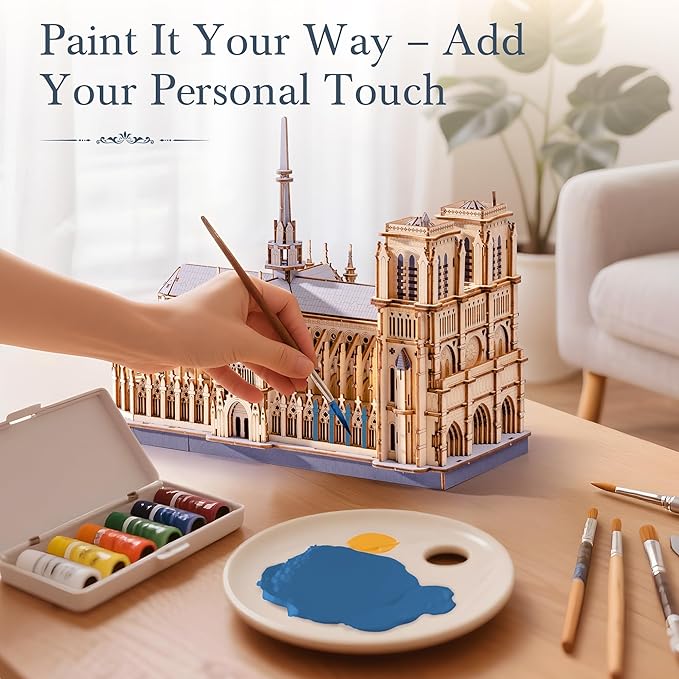 3D Wooden Puzzle for Adults — Notre Dame de Paris Cathedral Model Building Sets, DIY Craft Kits, Unique Gift and Home Decor for Architecture Enthusiast (330PCS)
