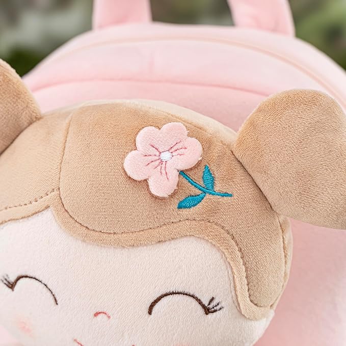 Gloveleya Toddler Backpack Baby Girl Gift Plush Bag Diaper Bag Plush Printed Sakura Backpack 9 Inches