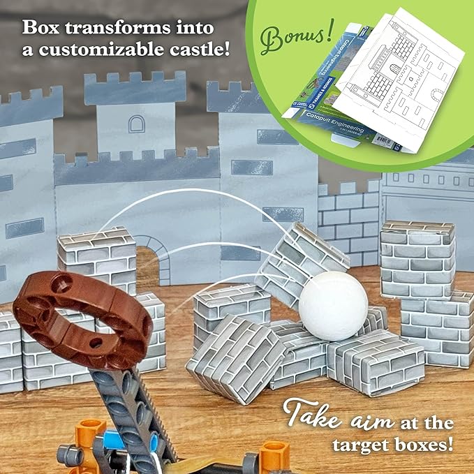 Thames & Kosmos Catapult Engineering STEM Maker Kit, Build 6 Models of Unique Medieval Machines, Explore Mechanical Physics, Includes Safe Foam Balls & Soft-Tipped Projectiles, Suitable for Ages 8+