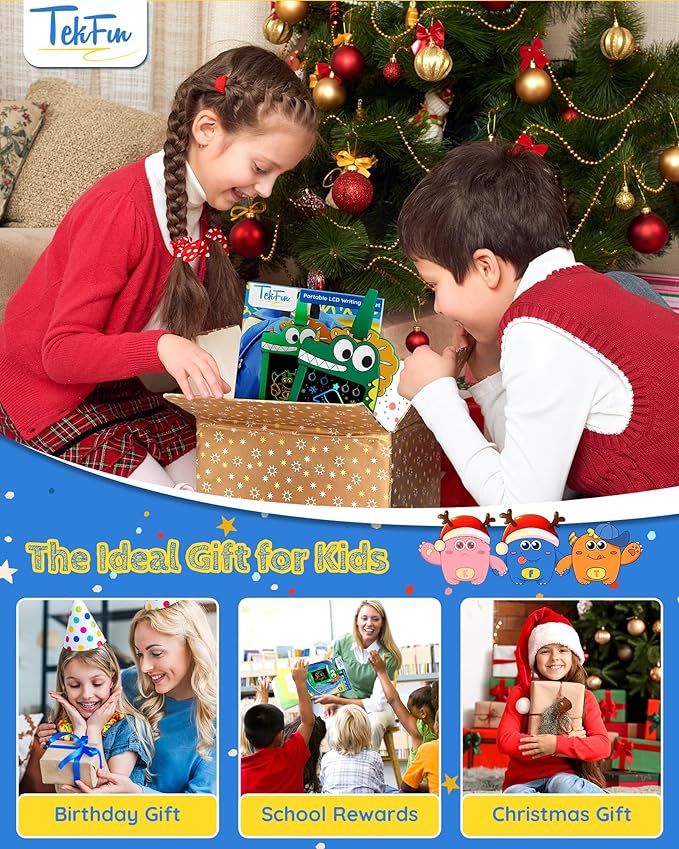 TEKFUN NanoDoodle Gift for Kids, Dinosaur Boys Toys 4.5in LCD Drawing Board, Activity Portable Gift Personality Tag Kid Toys for Birthday Christmas Gift Toddlers 3-10 Years