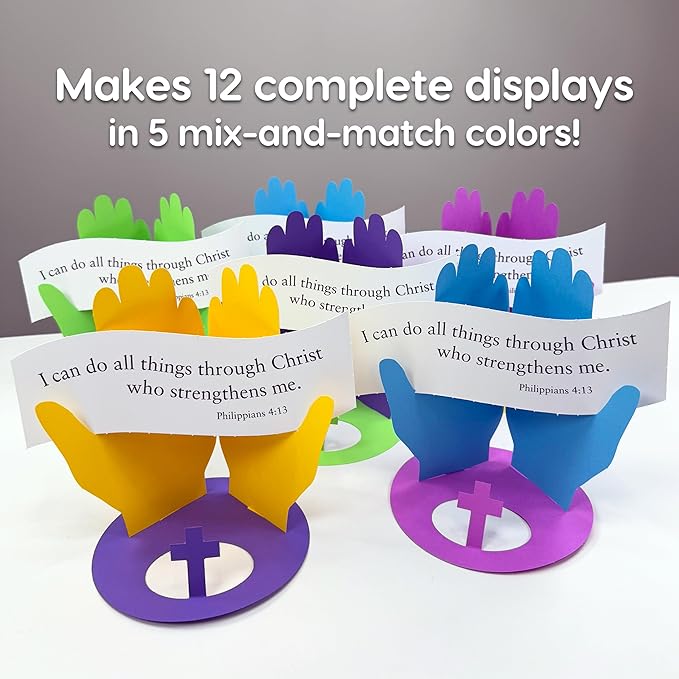 FreshCut Crafts Philippians 4:13 Punch-Out 3-D Paper Kit, 12 Colorful Tabletop Displays- Bible Craft for Kids Ages 5 & Up, Perfect for Sunday School, Church Activities, Homeschooling, Classroom Decor