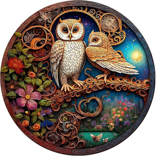 Wooden Puzzles for Adults, Unique Puzzles for Adults, Irregular Animal Shaped Wooden Jigsaw Puzzles, Creative Birthday Gift,11.8 x 9.1 inch, Owl Family