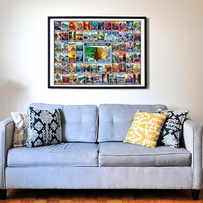 Think2Master Colorful Vintage USA National Park 250 Pieces Jigsaw Puzzle. Fun Educational Toy for Kids, School & Families. Great Gift for Ages 8+ Great Gift for Interested in Traveling. 14.2” X 19.3”