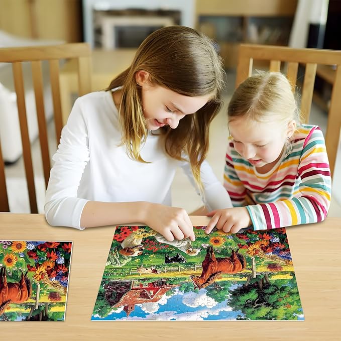 300 Piece Puzzles for Adults,Dogs and Horses Large Piece Jigsaw Puzzle for Adults Kids Seniors,Recycled Cardboard Dogs Puzzle 300 Piece,Family Activity Great Gift for Family Friends 20.5 * 15 in