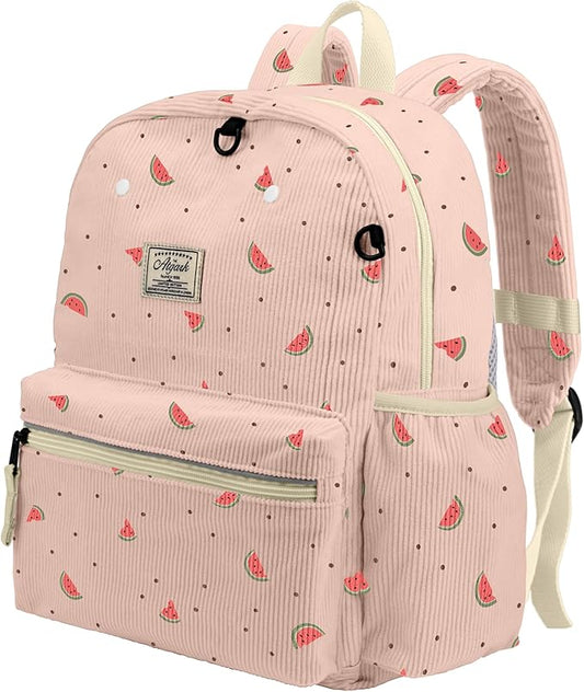 Corduroy Kids Backpack for Girls 6-10: Girls Backpacks for Elementary Kindergarten 15” H Fit Folder