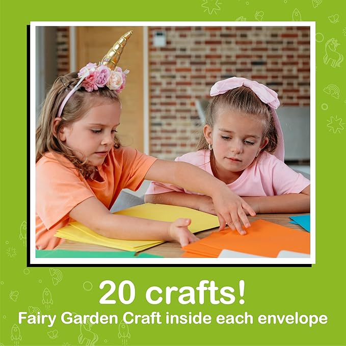 Craftikit® 20 Award-Winning Fairy Garden Crafts for Kids - 20 All-Inclusive Fun Paper Toddler Crafts, Fairy Garden Kit for Kids Ages 3-8