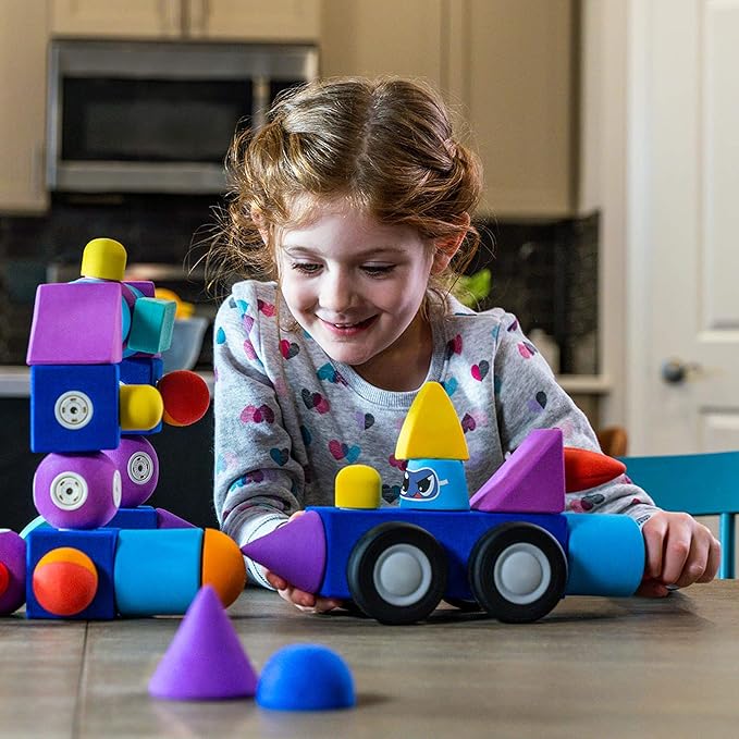 Magnetic Foam Building Blocks - 100-Piece Set with Storage Chest, Bath Toys for Toddlers, Preschool Toys, Bathtub Toys, Sensory Toys, Blocks for Toddlers 3-5, Engineering Toys for Kids 3-5