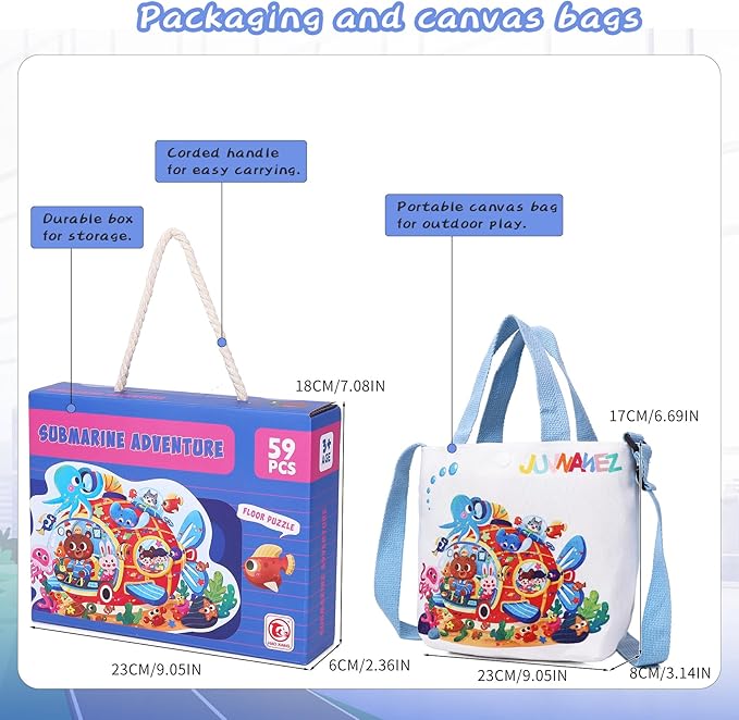 Puzzles for Kids Ages 4-8,59 Piece Unique Large Irregular Animal Shaped Art Puzzle,Floor Puzzles for Kids Ages 3 4 5 6 7 8,Educational Toy Gift Jigsaw Puzzles for Boys Girls (Submarine Adventure)