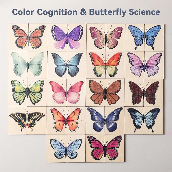 Wooden Puzzles for Toddlers Toddler Puzzles – Montessori Animal Toy Puzzle for Toddlers 3-5 Year Old – Wood Toy Learning Realistic Animals for Boy and Girl (Butterfly)