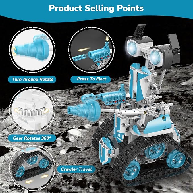 Robot Building Kit with APP/Remote Control STEM Gifts for Boys Age 8-16,Technic Coding Robotic Toys for Kids Birthday, Buildable 5in1 Models with 720 Pieces