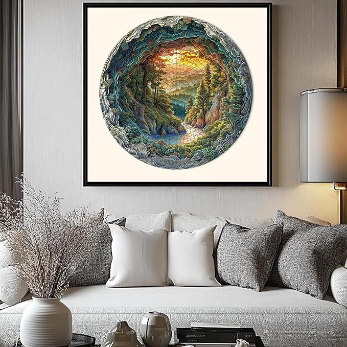 1000 Piece Puzzle for Adults, 3D Visual Cave Forest Jigsaw Puzzles for Adult, 26.6 x 26.6in 1000 Pieces Flat Puzzle, Christmas Birthday Party Home Decor Gifts for Family Friends