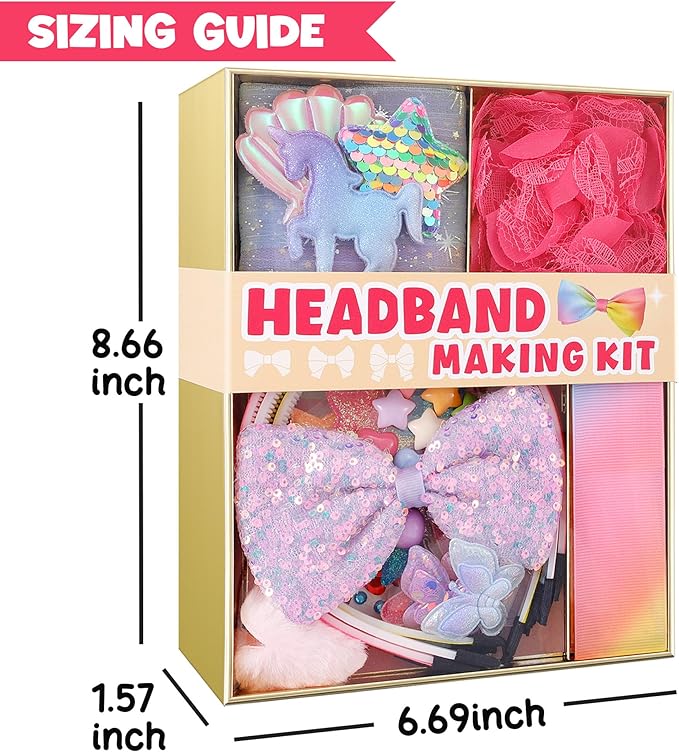 yasest DIY Headband Making Kit for Girls - Arts & Crafts Gift for Girls, 89pcs Fashion Hair Accessories Set, Arts and Crafts for Kids 6-8 - Ideal Gifts for 5 6 7 8-12 Year Old Girl