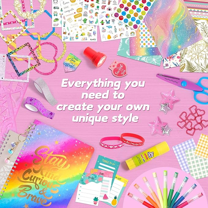 2-Pack DIY Journal Kit for Girls, Journal Set with Stickers, Birthday Gifts for Teen Girls, Decorate Your Planner/Organizer, Journaling Arts Craft Kit, Ideal Gifts for 8-12 13 14 Year Old Girl