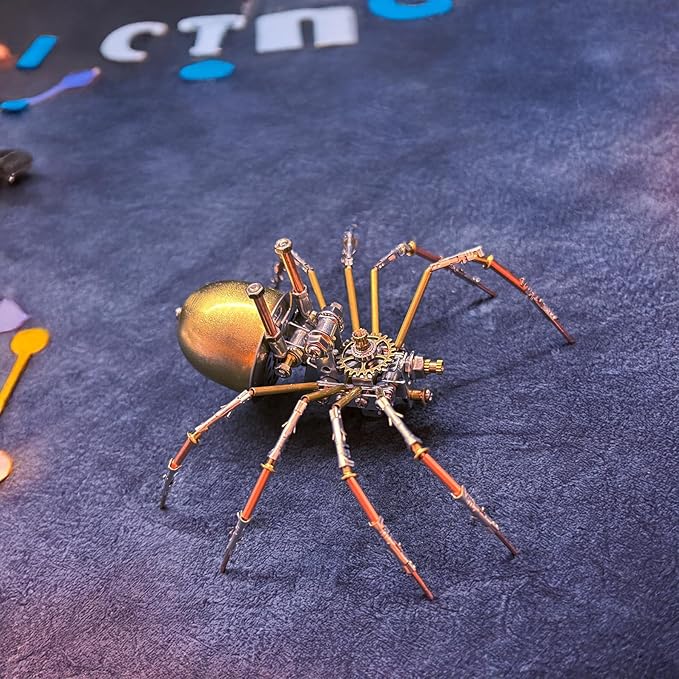 Metal Insect Bug Mechanical Steampunk Sculpture Insect Clockwork 3D Steampunk Metal Puzzle Kits for Adults (Mechanical Spider E)