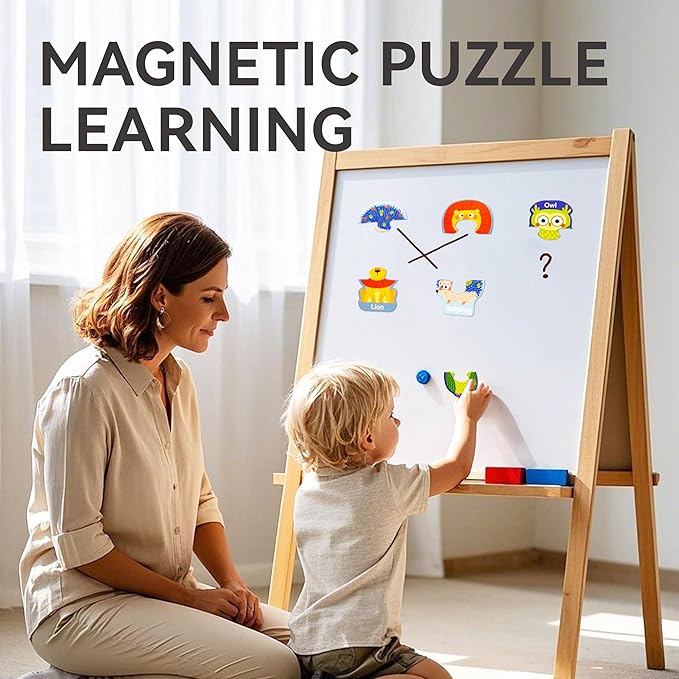 Dotimo Wild Animal Magnetic Preschool Puzzles for Toddlers 3-5, 30 PCS with 13 Pairs Animal Cognition, Kids Refrigerator Magnets, Travel Toys & Preschool Educational Activity