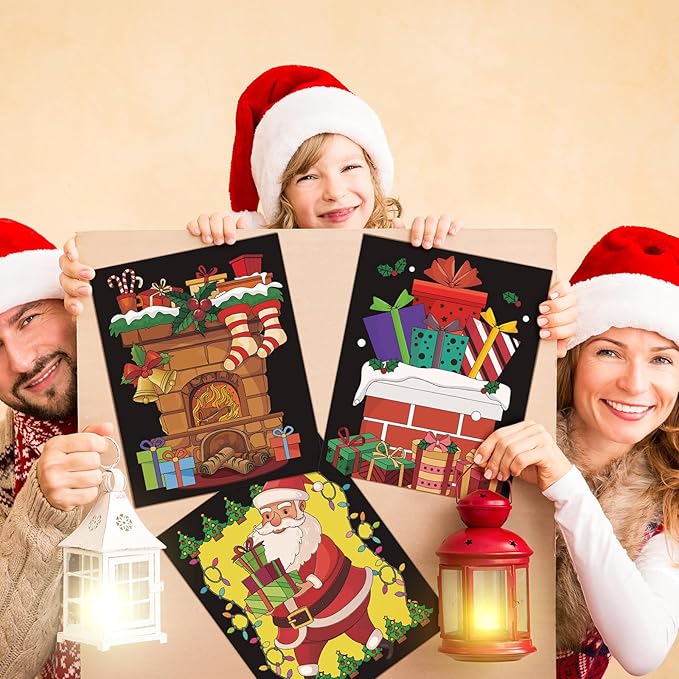 Zhanmai 48 Pcs Christmas Velvet Coloring Posters and Watercolor Pens Cozy Christmas Coloring Book Fuzzy Velvet Xmas Posters for Adults Teenagers Classroom Xmas Festive Arts Crafts