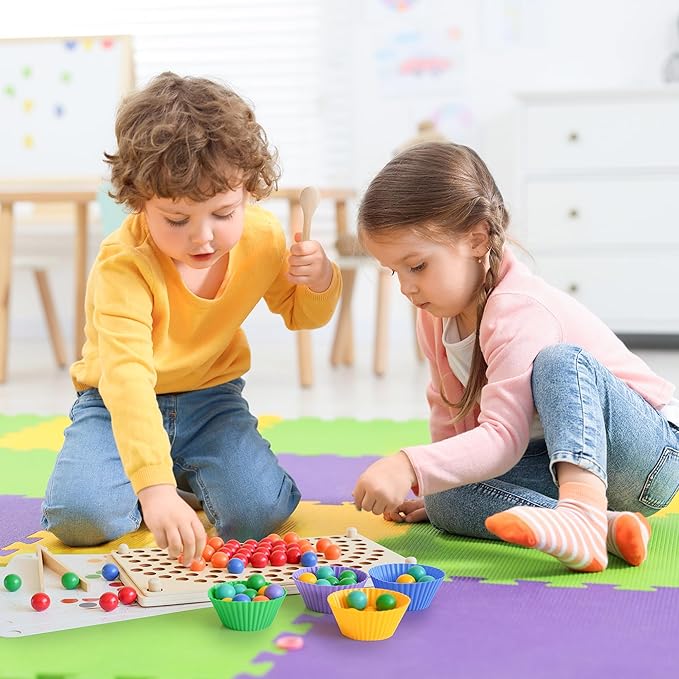 Toddler Montessori Sensory Educational Color Sorting Toys for Ages 3 Year Old Girl Boys Gifts Preschool Learning Activities Stacking Fine Motor Toys for Toddlers