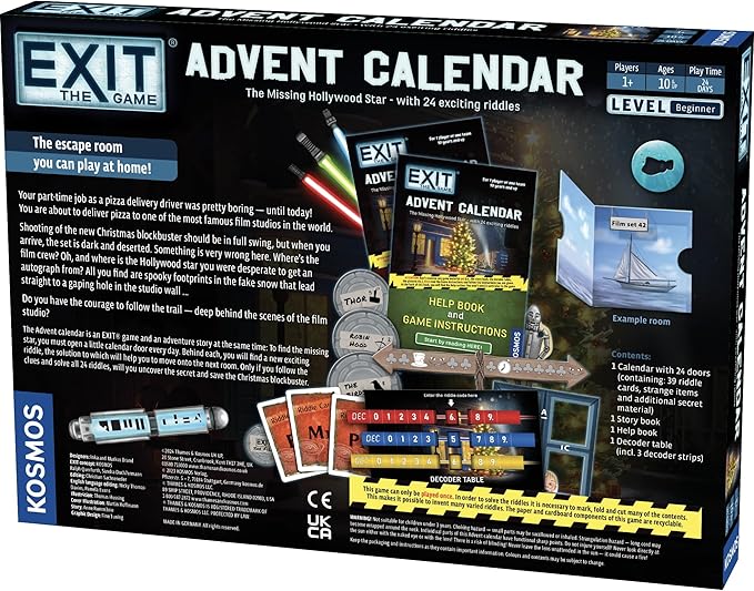 EXIT: The Game - Advent Calendar - The Missing Hollywood Star | Christmas | Calendar | Advent | Mystery Game | Family Activity | Ages 10+