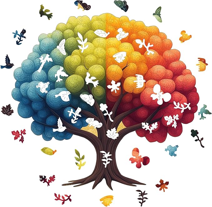 Wooden Puzzle for Adults, Balloon Tree Jigsaw Puzzles for Adult, Unique Pieces Wood Cut Puzzles, Exquisiten Box Packaging, Toys for Friends Family (M-18.4 * 17.4in-456pcs)