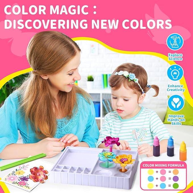 Creative Color-Changing Paper Flower Kit for Kids – DIY Flower Marking Kit Toys, Art & Science Craft Gift for Ages 6 7 8 9 10 11 12