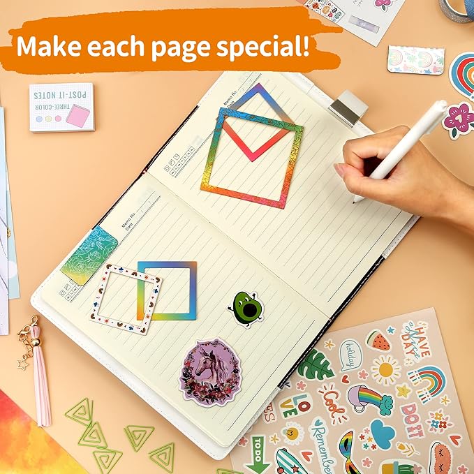 CAGIE DIY Journal Set for Girls Age 8-12, Gifts for 9-11 Year Olds, Diary with Lock, Personalize and Decorate Scrapbooks Kit