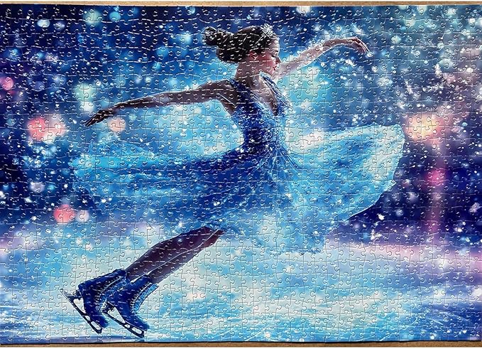 1000 Piece Jigsaw Puzzles for Adults Dancing Girl Painting Jigsaw Puzzle Ice Skating Woman Puzzles for Challenging Family Activity Extreme Sports Art Puzzle Wall Decor Cool Sporter Gift (Colorful)