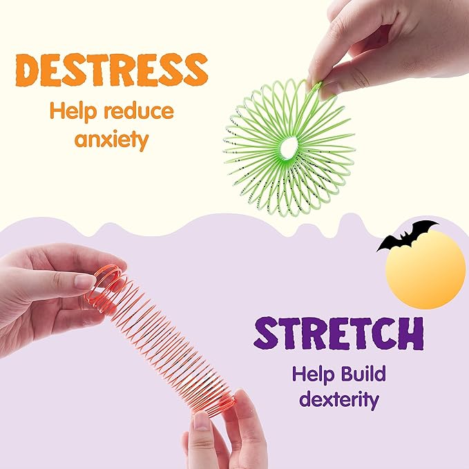 JOYIN 60 PCS Halloween Coil Spring for Kids, Mini Magic Springs Toys, Fidget Stress Coils Toy for Halloween Party Favors, Trick or Treat Bags Stuffers, Classroom Exchange, Carnival Game Prizes