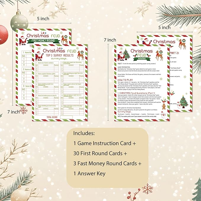 Christmas Family Feud Game, Christmas Party Games, Christmas Games for Family Party, Christmas Games for Adults, Christmas Party Activity-CHMTXF01