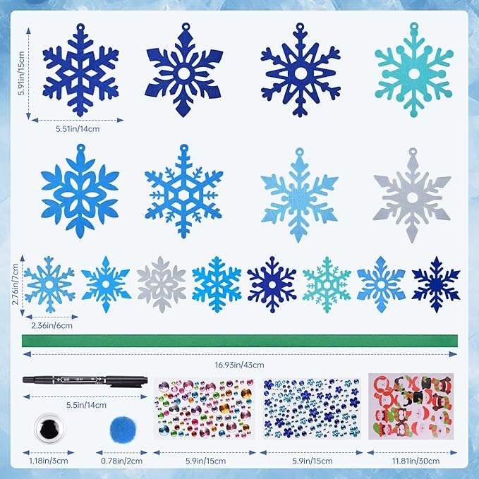 24 Sets Christmas Craft Kits for Kids,Winter Crafts DIY Snowflake Ornaments Decorations Art with Foam Penguin Owl Christmas Stickers for Kids Home Classroom Festive Activities Party Favors
