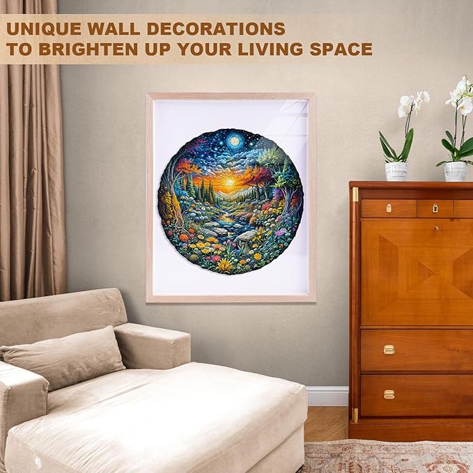 Sun Moon Forest Puzzles Adults Gifts Wooden 100 Pieces 8.5 * 8.5in