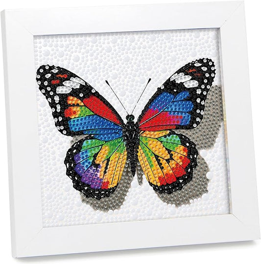 geesfayan Diamond Art Kits for Kids Ages 8-12,6 Inch DIY Gem Art Painting with 7 Inch Frame, Complete Starter Kit for Beginners, Creative Arts & Crafts Gift for Girls & Boys (Colorful Butterfly)