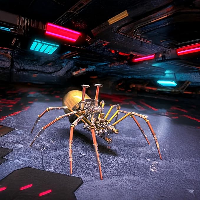 Metal Insect Bug Mechanical Steampunk Sculpture Insect Clockwork 3D Steampunk Metal Puzzle Kits for Adults (Mechanical Spider E)