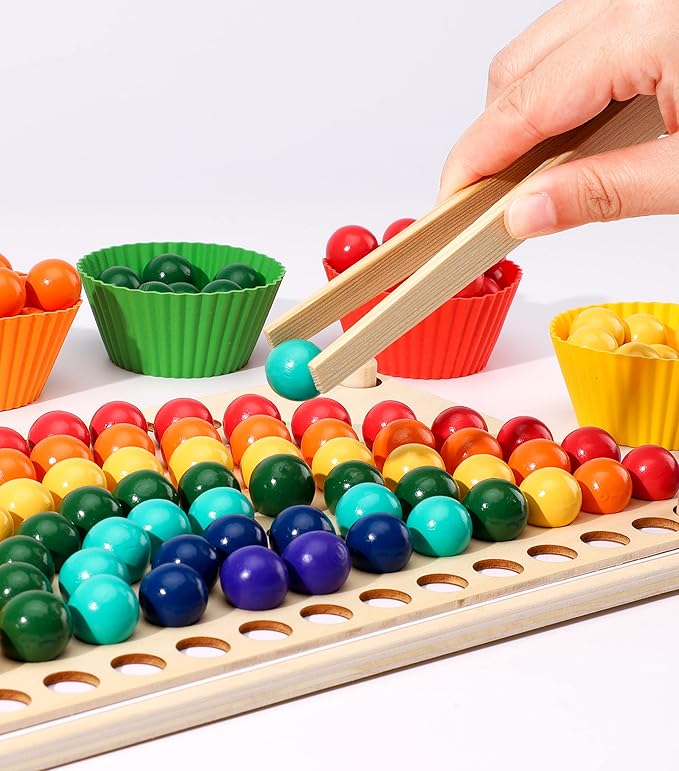 Toddler Montessori Sensory Educational Color Sorting Toys for Ages 3 Year Old Girl Boys Gifts Preschool Learning Activities Stacking Fine Motor Toys for Toddlers