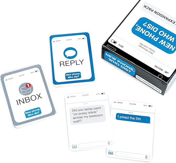 New Phone, Who Dis? Expansion Pack by Relatable, Designed to Add to New Phone, Who Dis? Core Games, The Viral Card Game for Adults, Great for Party Games, Includes 45 Inbox Cards and 135 Reply Cards