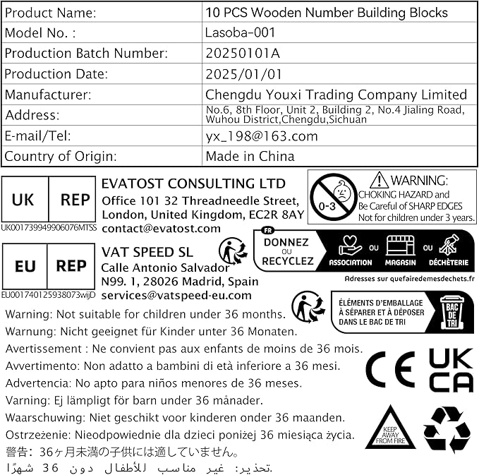 Wooden Number Building Blocks, Large Digit Blocks 1-10, 10 Pcs Math Blocks Number Toys for Kids, Educational Blocks for Toddlers, Toys to Learn Numbers for 3 Year Olds +