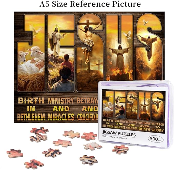 Christian Jesus Puzzles for Adults 500 Pieces, Religious Inspirational Scripture Jigsaw Puzzles, Bible Faith Catholic Cross Puzzle Jesus Puzzle Christian Puzzles Christian Games for Adults