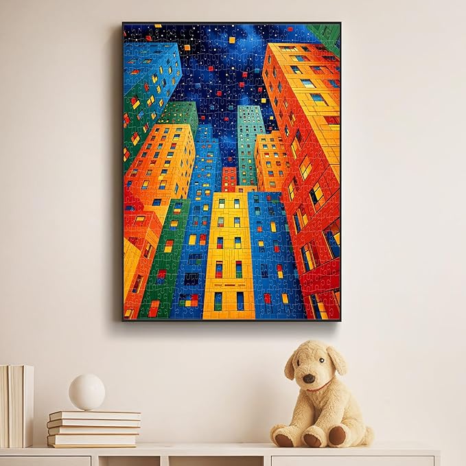 ALL4JIG Geometric City Fun Jigsaw Puzzles for Adults and Kids, 500 Pieces, 20.47" x 14.96", Christmas Secret Santa Gift, White Elephant Gifts, Number Partitioned for Easy Solving