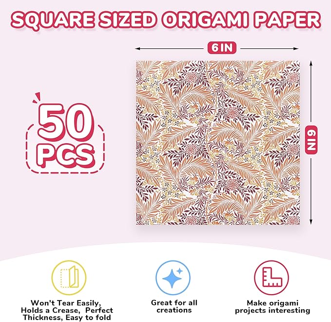 Ethnic Patterns Origami Paper - 50 Sheets 6x6 Inches - Double-Sided Traditional Cultural Art Colored Folding Paper for Adults, Artists & Kids - Ideal for Scrapbooking, Card Making and DIY Crafts
